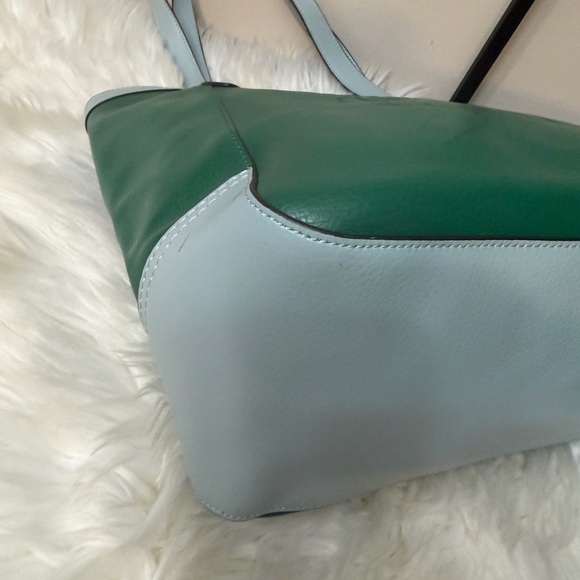 Coach Two-Tone Green and Light Blue Tote - Picture 5 of 14